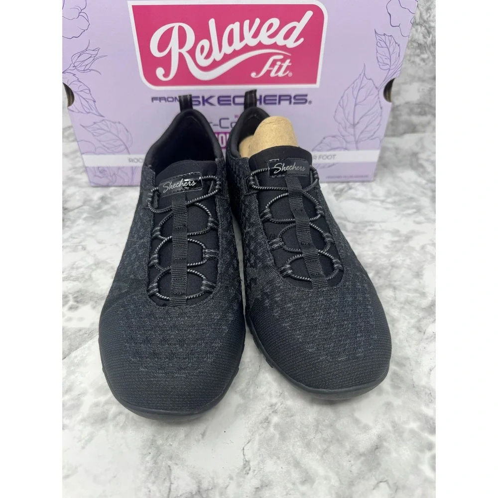Skechers Relaxed Fit Breathe-Easy Sere-Knity Black Sneakers 100769 BLK Women 9.5